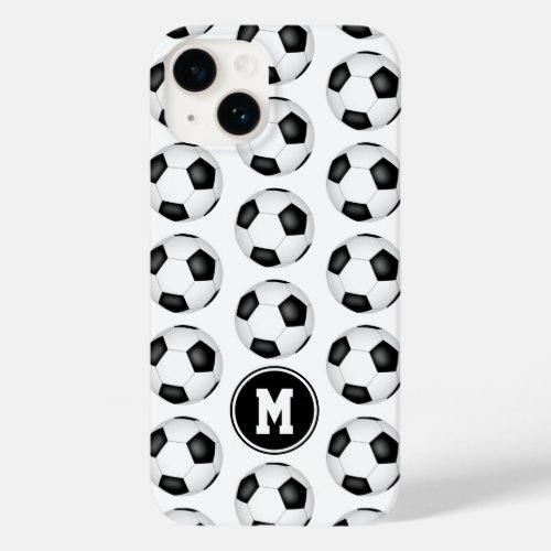 simple black white soccer balls monogrammed Case_Mate iPhone 14 case