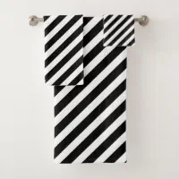 Modern Black And White Striped Bath Towel Set, Zazzle