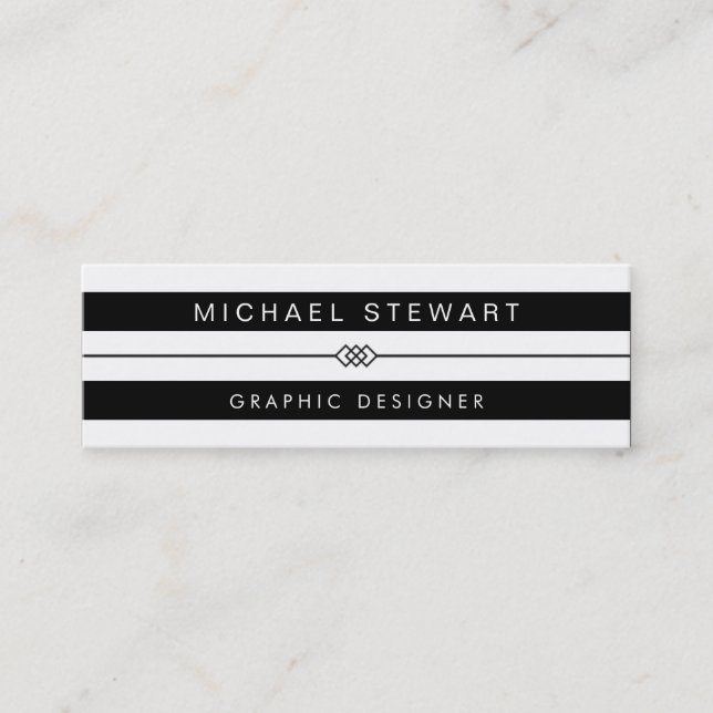 Simple Black White Stripes - Modern and Unique Mini Business Card (Front)