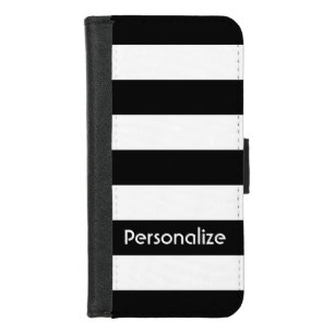 Simple Black & White Stripes Personalize iPhone 8/7 Wallet Case