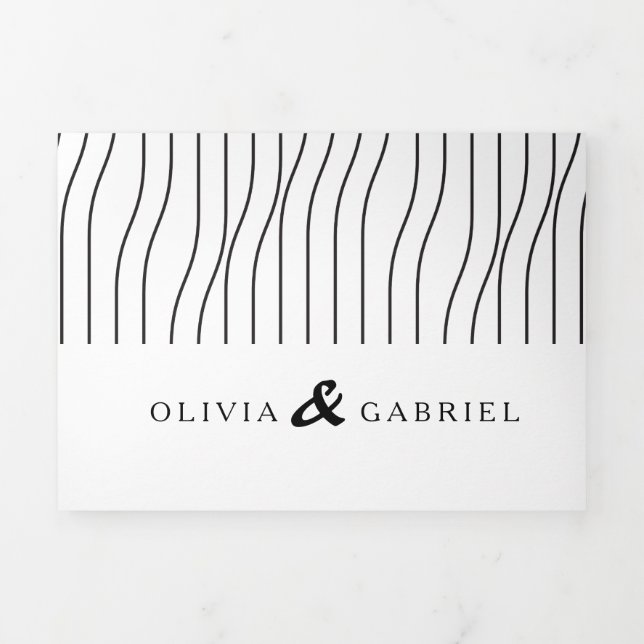 Simple black white Stylish wedding Tri-Fold Invitation (Cover)