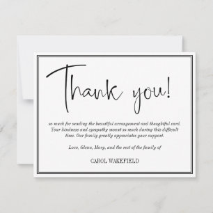 Simple Black White Sympathy Thank You Card
