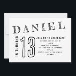 Simple Black White Teenager Teen Boy Birthday Invitation<br><div class="desc">Black White Birthday Party Any Age Boys Teens Kids Invitation,  This camo invitation is perfect for a boy's birthday party with it's simple lines and no frill design.</div>