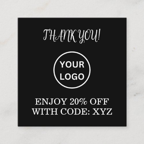 Simple Black White Thank you Business logo QR Code Discount Card