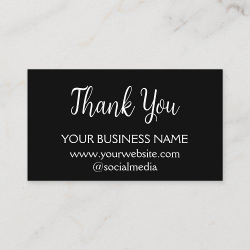Simple Black White Thank you business name text Discount Card