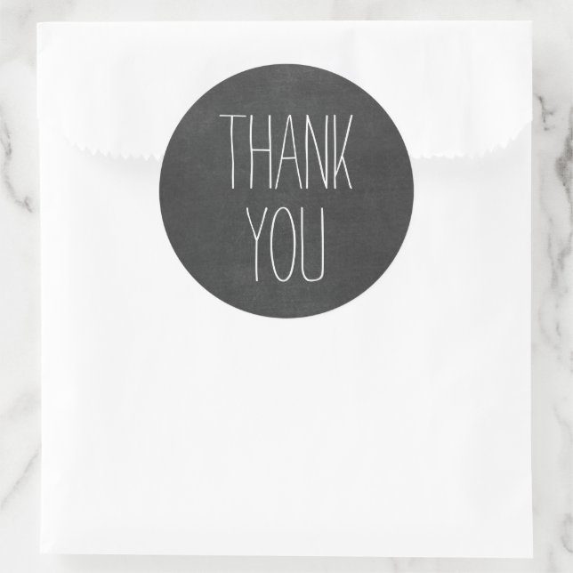 Simple Black White Thank You Chalkboard Stickers (Bag)