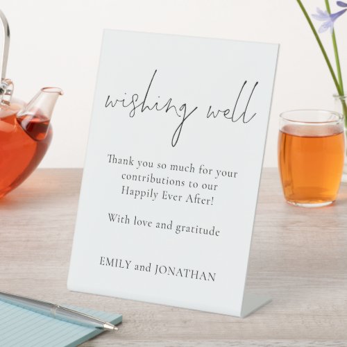 Simple Black White Thank You Wedding Wishing Well Pedestal Sign