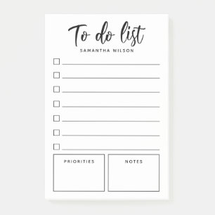 Simple Black & White To Do List Post-it Notes