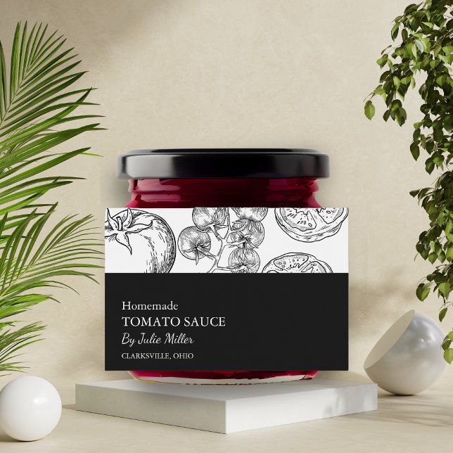 Simple Black & White Tomato Sauce Label (Creator Uploaded)