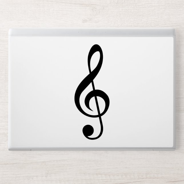 Simple Black & White Treble Clef DJ HP Laptop Skin (Front)