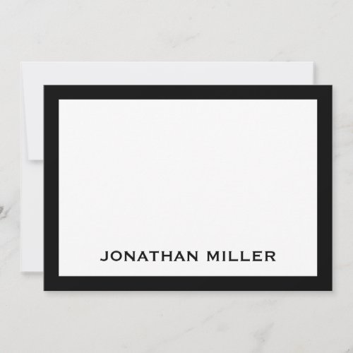 Simple Black White Typographic Name 5x7 Note Card