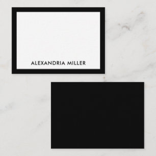 Simple Black White Typographic Name Note Card