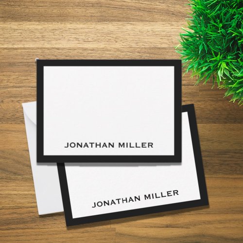 Simple Black White Typographic Name Note Card