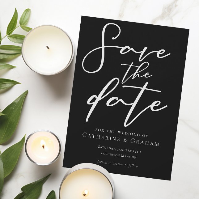 Simple Black White Typography Chic Bold Winter Save The Date (Creator Uploaded)