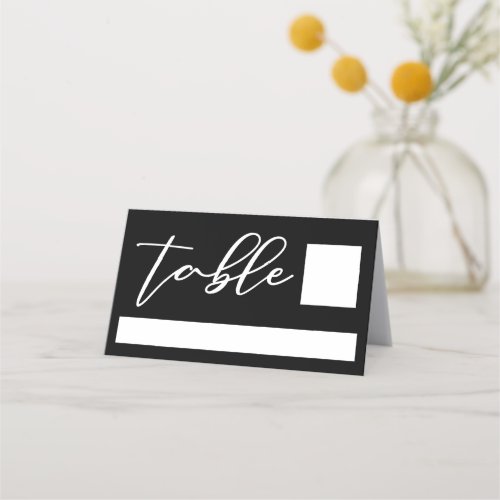 Simple Black White Typography Chic Modern Wedding Place Card