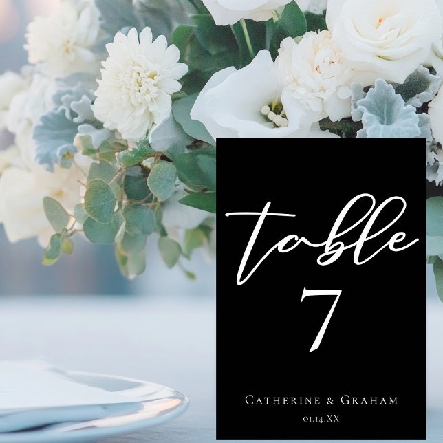Simple Black White Typography Chic Modern Wedding Table Number (Creator Uploaded)