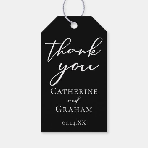 Simple Black White Typography Chic Wedding Favor Gift Tags