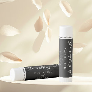 Simple Black White Typography Chic Wedding Favor Lip Balm