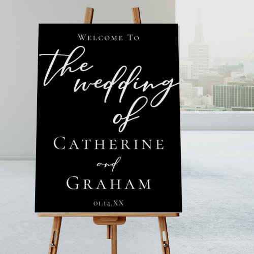 Simple Black White Typography Chic Wedding Welcome Foam Board
