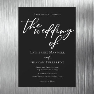 Simple Black White Typography Chic Winter Wedding Magnetic Invitation