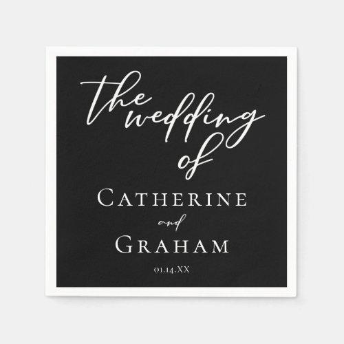 Simple Black White Typography Chic Winter Wedding Napkins