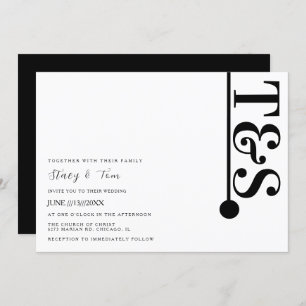 Simple Black White Typography Line Logo Wedding Invitation