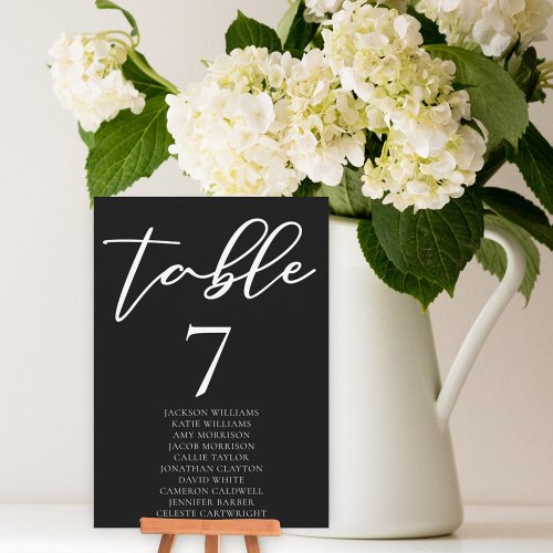 Simple Black White Typography Table Seating Chart