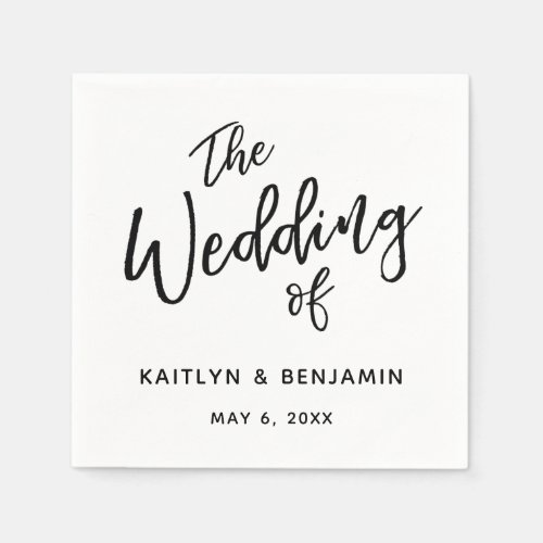 Simple Black  White Typography The Wedding Of Napkins