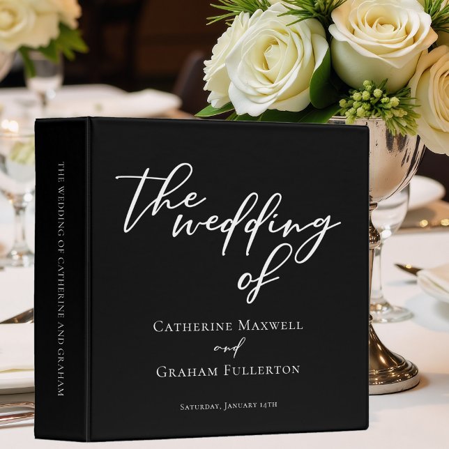 Simple Black White Typography Wedding Photo Album 3 Ring Binder (Creator Uploaded)