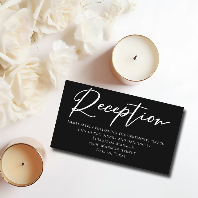 Simple Black White Typography Wedding Reception Enclosure Card (Creator Uploaded)
