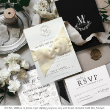 Simple Black & White Vintage Crest Elegant Wedding