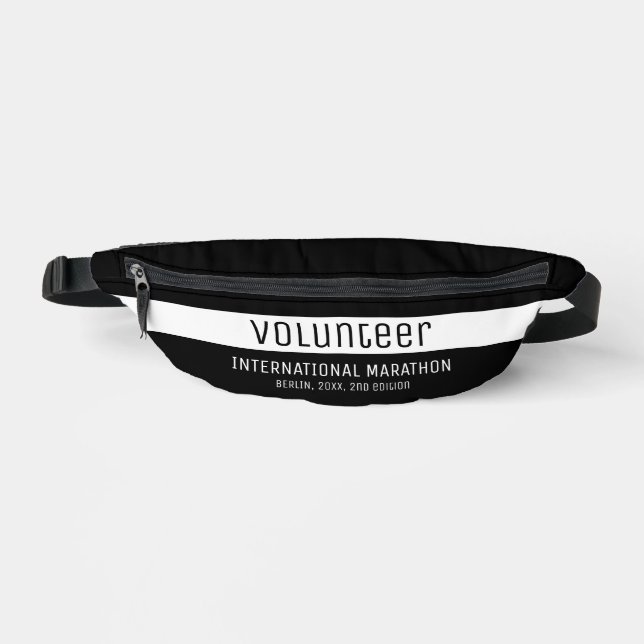Simple Black White Volunteer Help Promotional  Fanny Pack (Front)