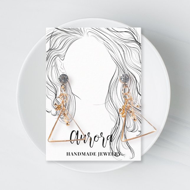 Simple Black White Wavy Hair Jewelry Display Card (Creator Uploaded)