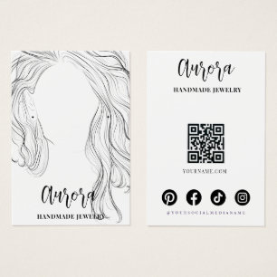 Simple Black White Wavy Hair Jewelry Display Card