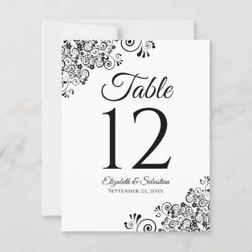 Simple Black  White Wedding Bar Menu Table Number
