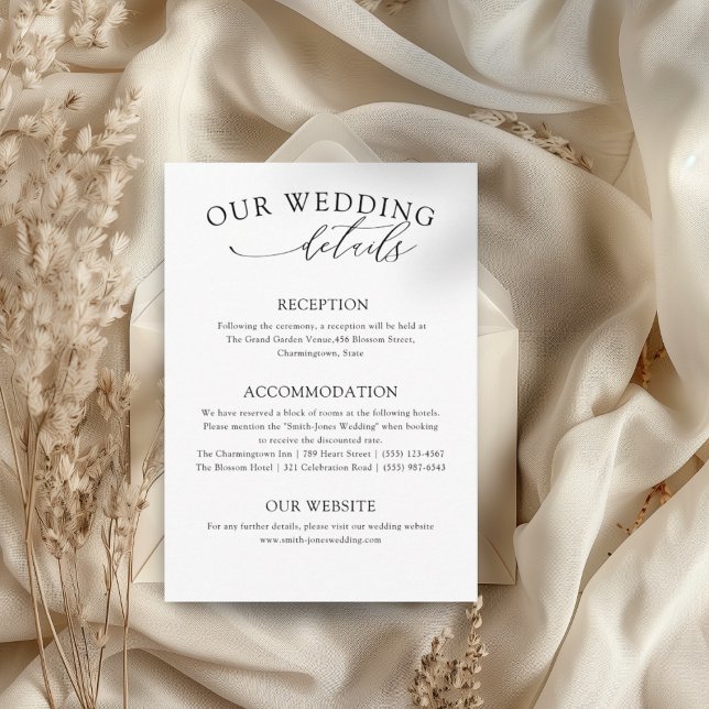 Simple Black & White Wedding Details  Enclosure Card (Creator Uploaded)