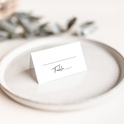 Simple Black  White Wedding Folded Place Card