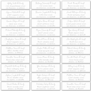 Simple Black & White Wedding Guest Names Address Sticker