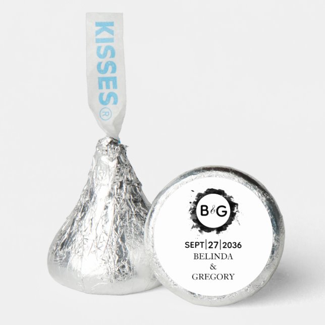 Simple Black White Wedding Hershey®'s Kisses® (Front)