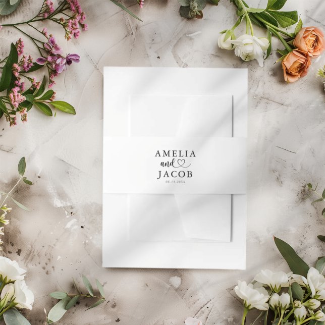 Simple Black & White Wedding Invitation Belly Band (Creator Uploaded)