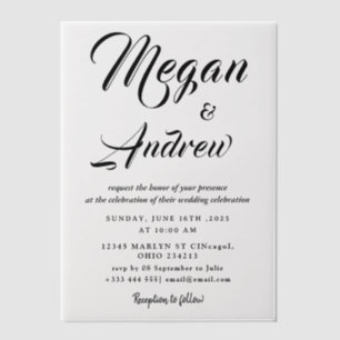 Simple Black & White wedding  Overlay Vellum Invit Invitations