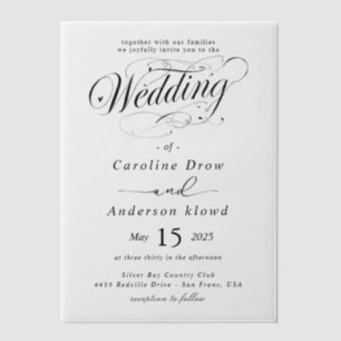 Simple Black & White wedding Overlay Vellum Invitations