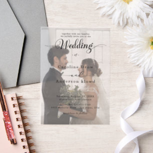 Simple Black & White wedding Overlay Vellum Invitations
