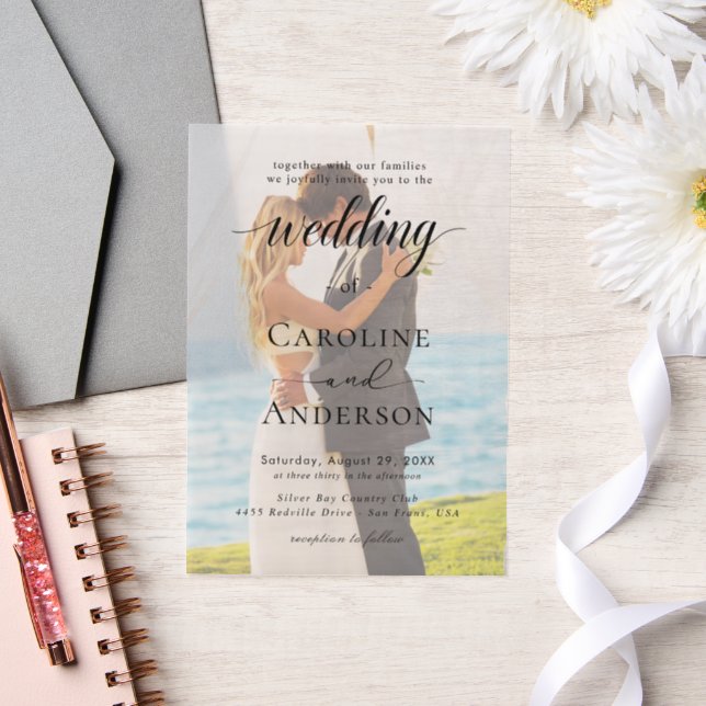 Simple Black & White wedding  Overlay Vellum Invitations (Wedding)