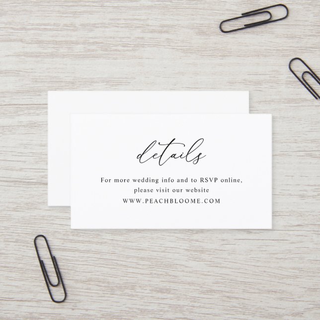 Simple Black & White Wedding  QR Code Details Card