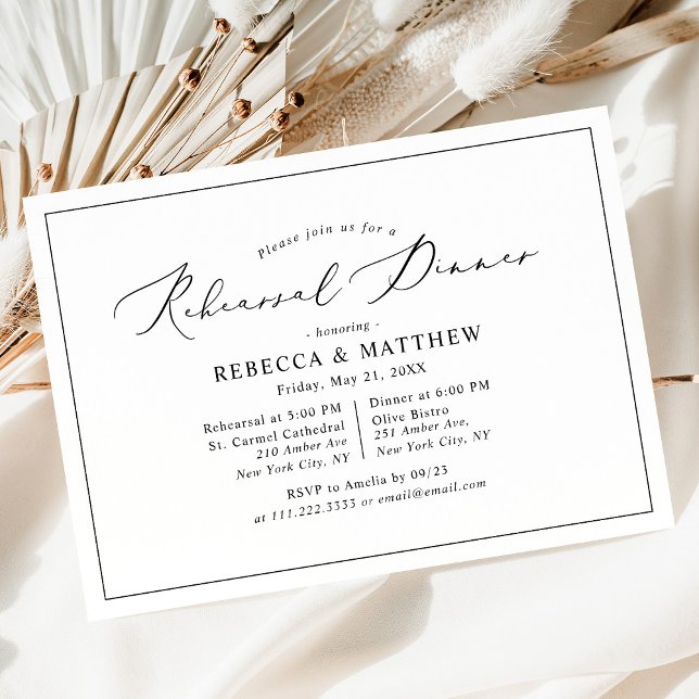 Simple Black White Wedding Rehearsal Dinner Invitation (Creator Uploaded)