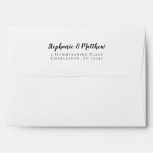 Simple Black & White Wedding Return Address Envelope