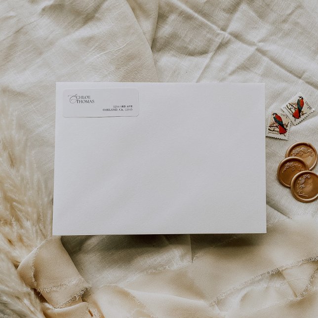 Simple Black & White Wedding Return Address Label (Elegant Minimalist Classic Wedding Return Address Label)