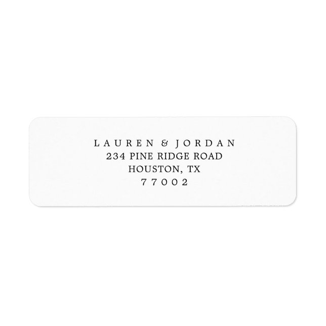 Simple Black & White Wedding Return Address Labels (Front)