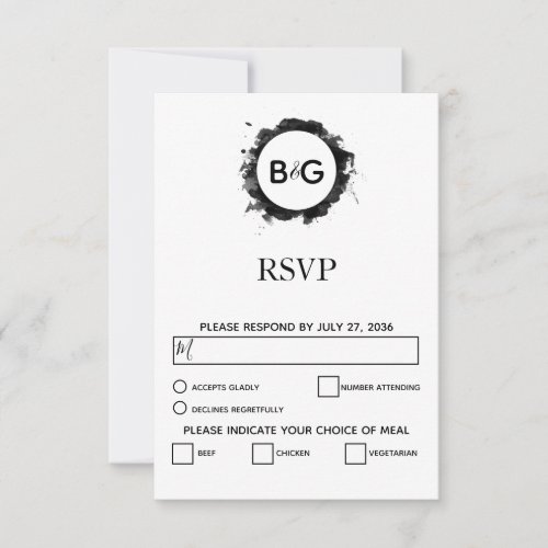Simple Black White Wedding RSVP Cards